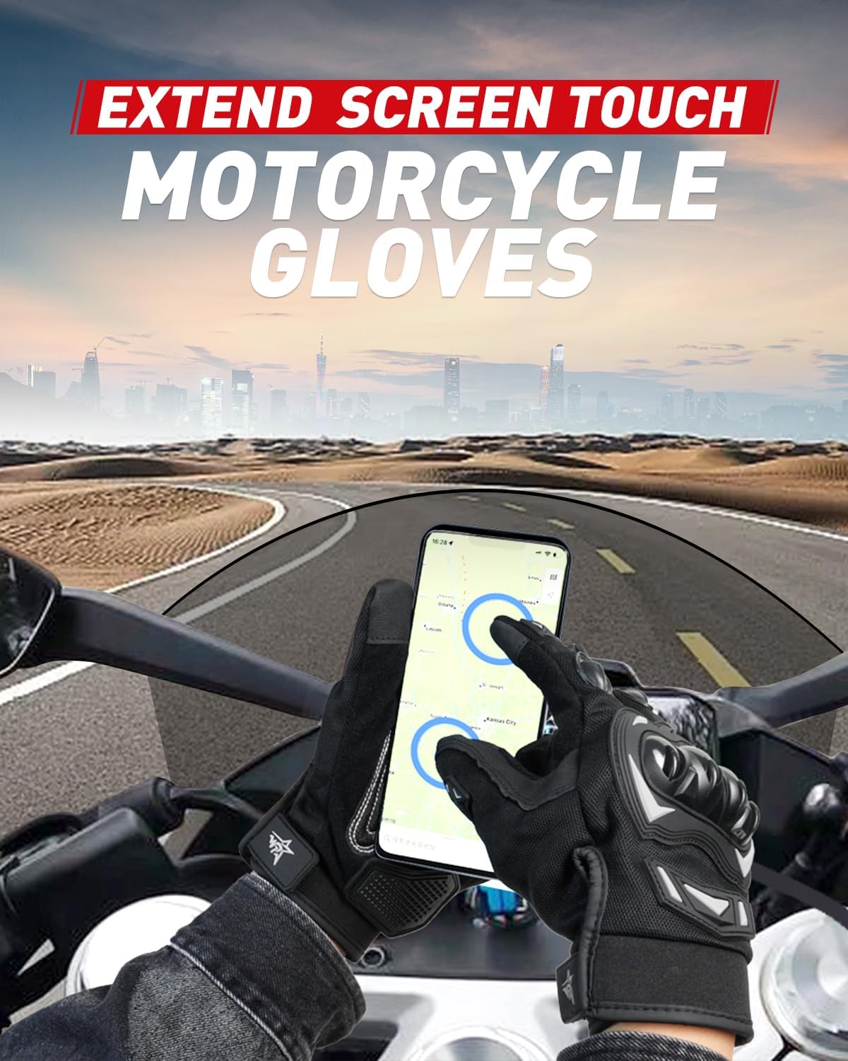 Gants de moto pour homme et femme - Respirants - Écran tactile - Gants de motocross - VTT - Pour la conduite, le cyclisme, la trottinette，2XL - 5