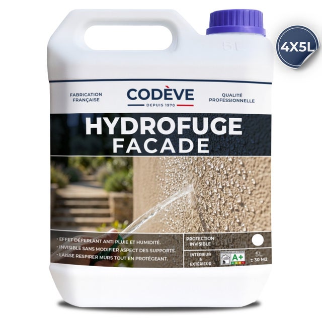Hydrofuge Facade - 20 L - Codeve Bois - Imperméabilisant Pour Façade, Mur, Enduit, Brique Ou Crépi.