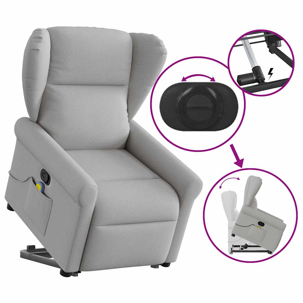 Fauteuil de massage | Fauteuil de relaxation | Chaise de relaxation inclinable gris nuage tissu CFW172478 - 8