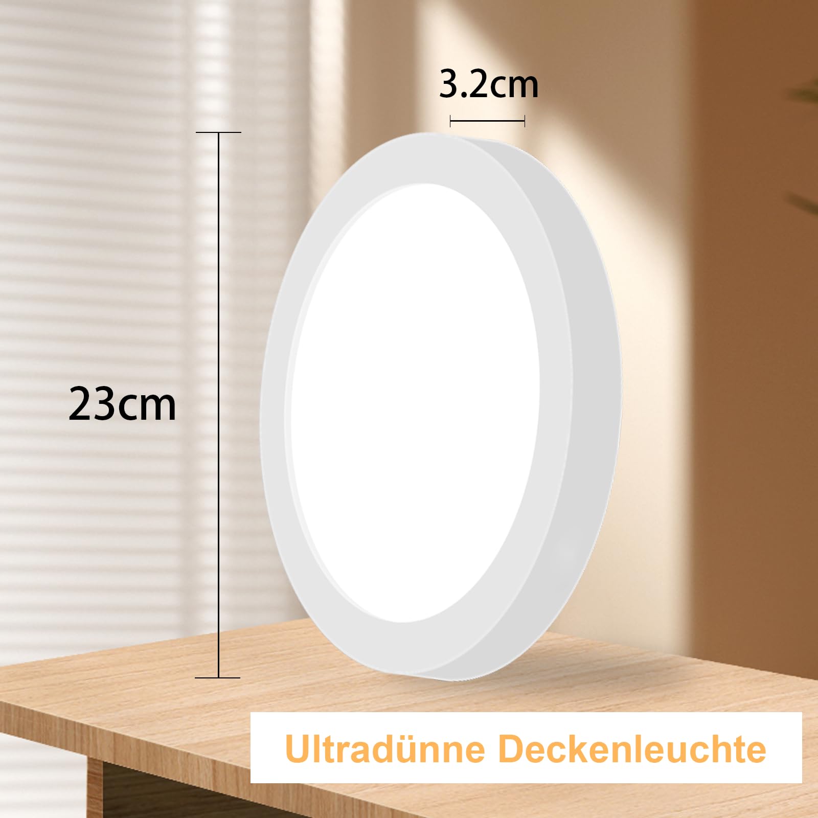 ZMH Plafonnier LED plat 18 W pour salle de bain - Lot de 2 Blanc chaud rond 3&nbsp;000 K IP44 - Lampe d'intérieur pour couloir Ø 23 cm - Moderne - 6