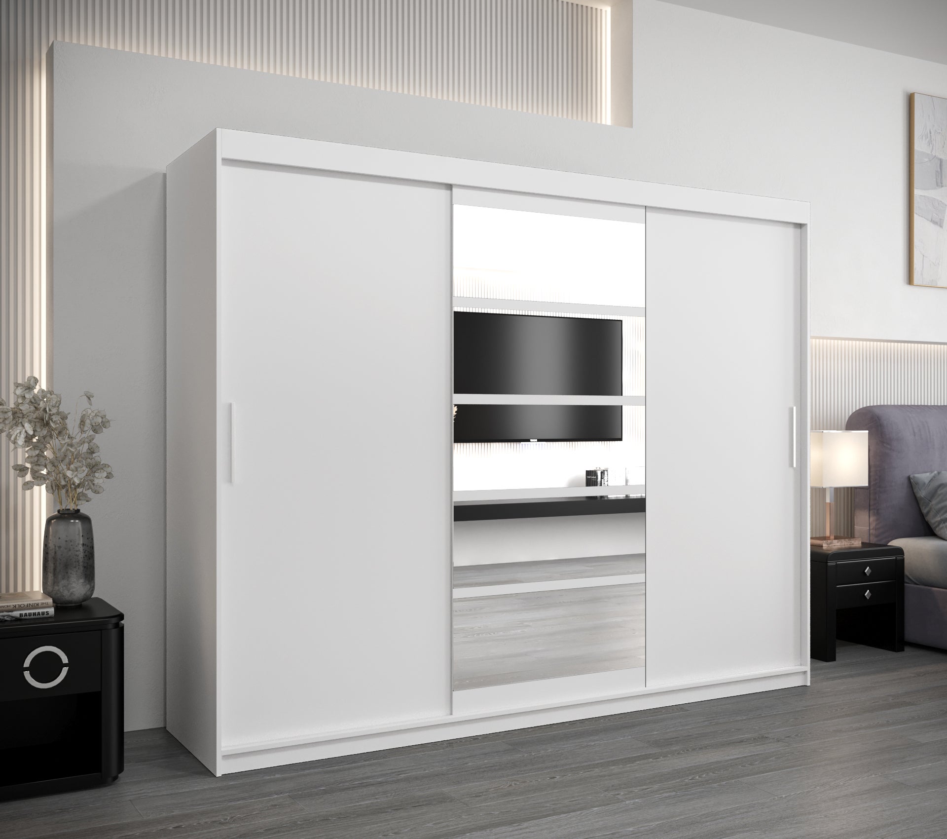 Szafa przesuwna garderoba ROMA 1 250 x 62 x 200 cm Biały - Abiks Meble - 2