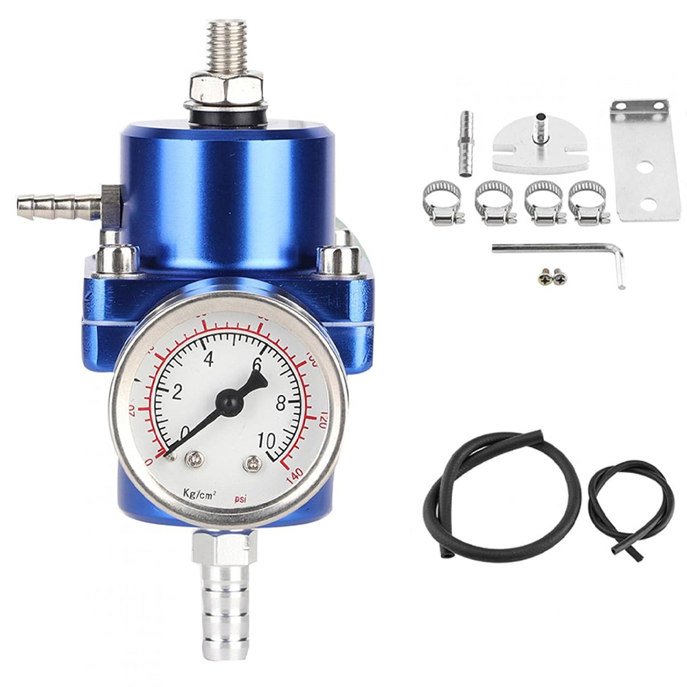 Uniwersalny regulowany regulator ciśnienia paliwa FPR - 140 PSI - z wężem pomiarowym i 4 portami - do większości pojazdów
