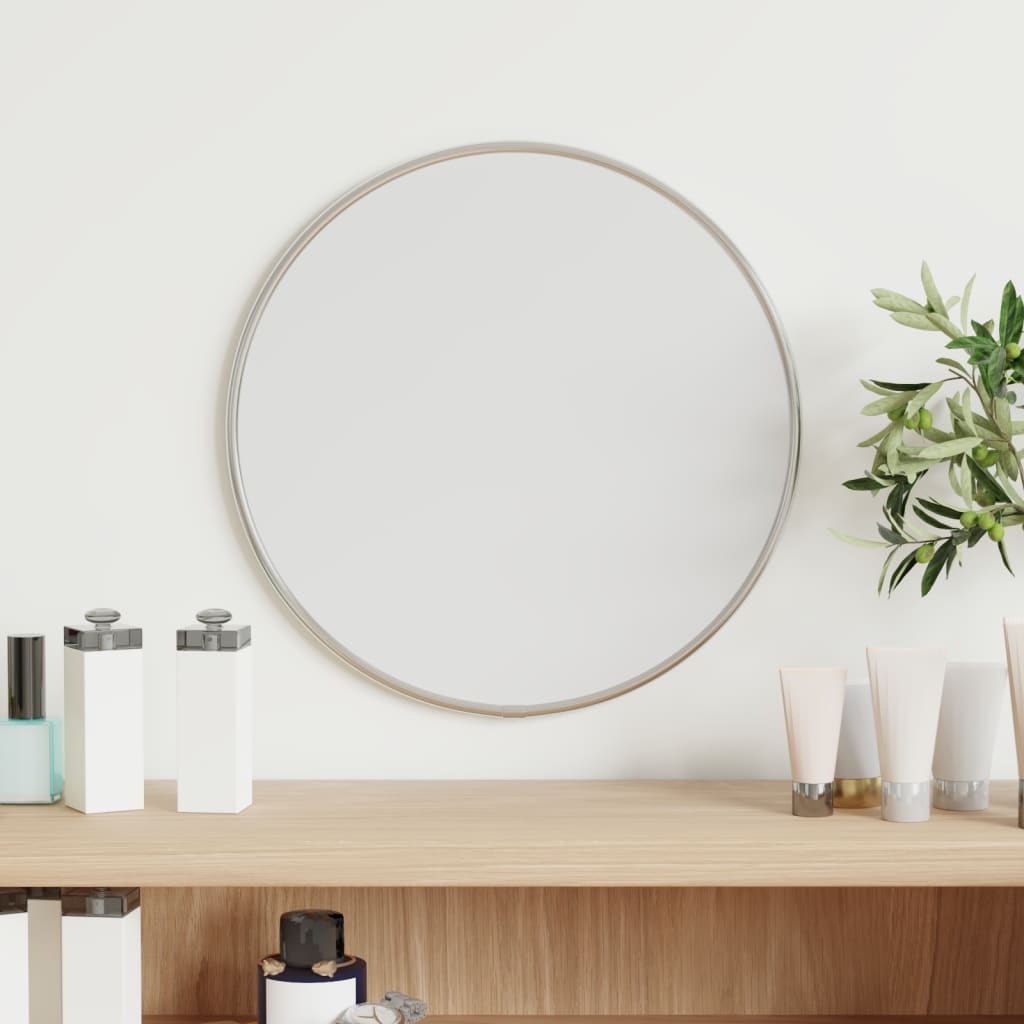 VidaXL Lustro ścienne, srebrne, Ø 30 cm, okrągłe