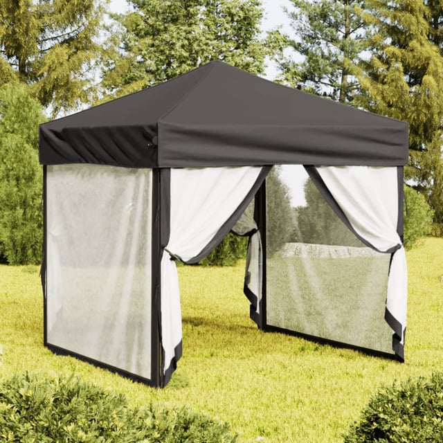 Tenda reception pieghevole con pareti Antracite 2x2 m