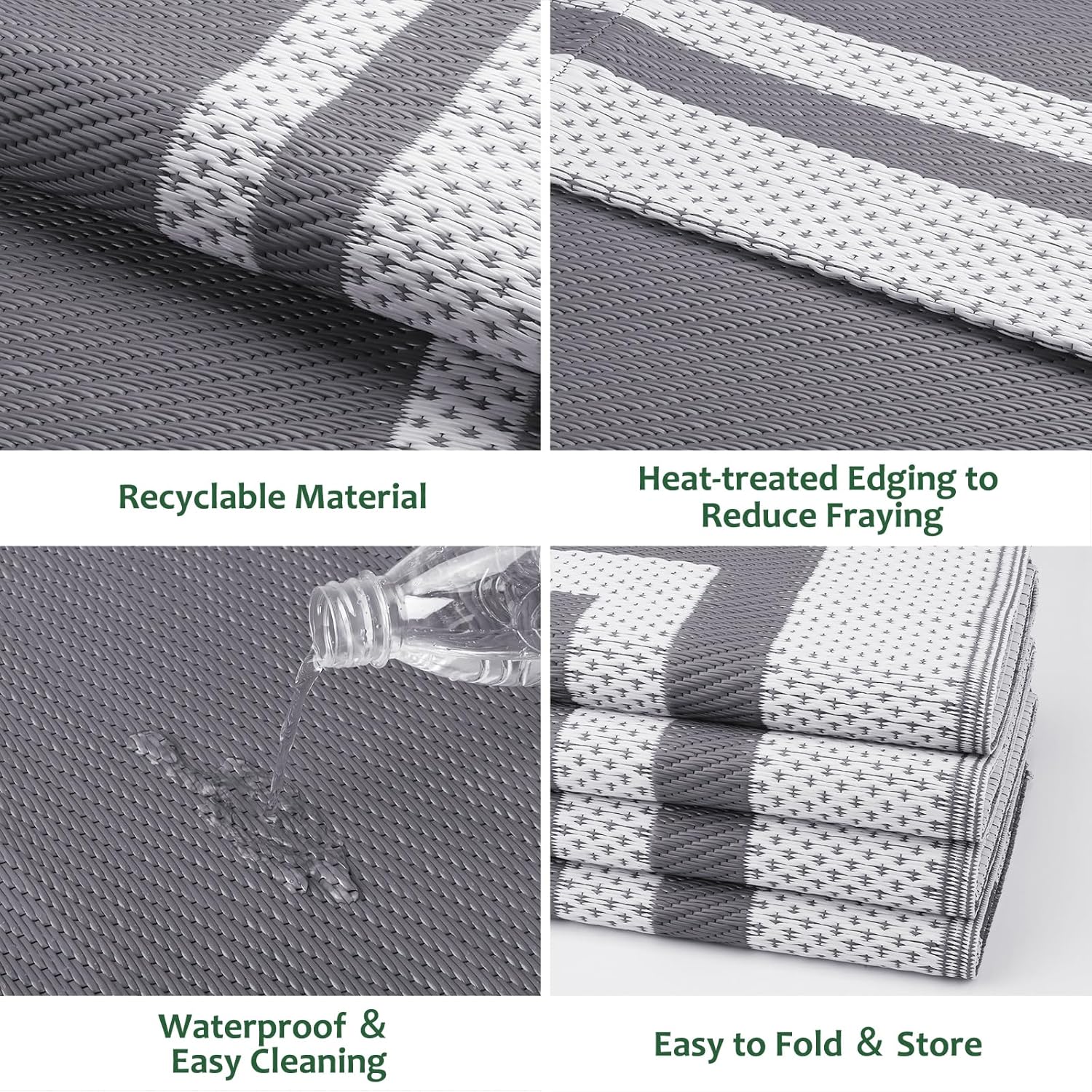 Tapis d'extérieur 183*274cm, tapis de terrasse, double face, tapis de paille en plastique, tapis de camping extérieur, imperméable et antidérapant - 3