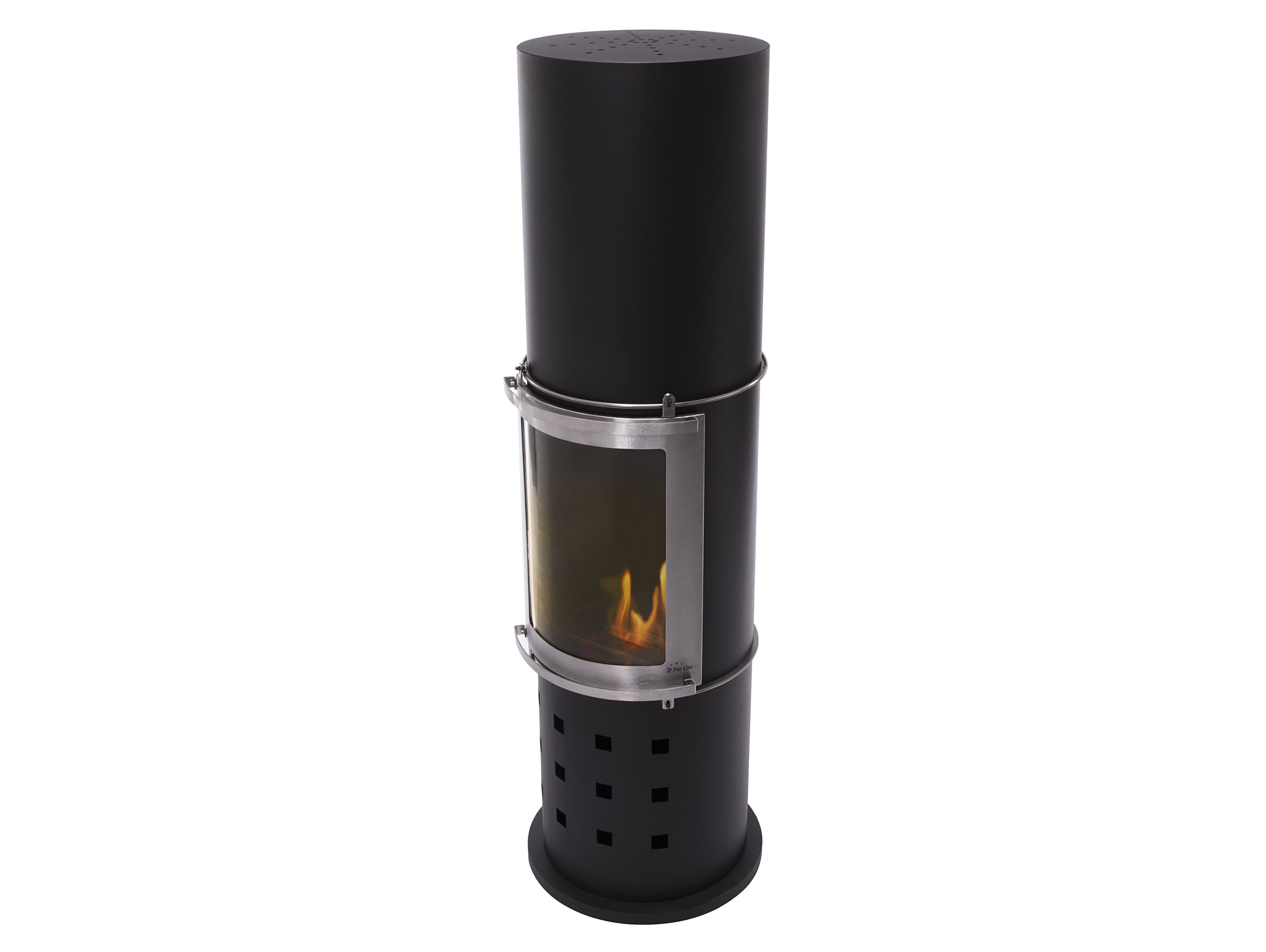 Poêle à éthanol 3kW en acier noir avec porte coulissante en verre — free download