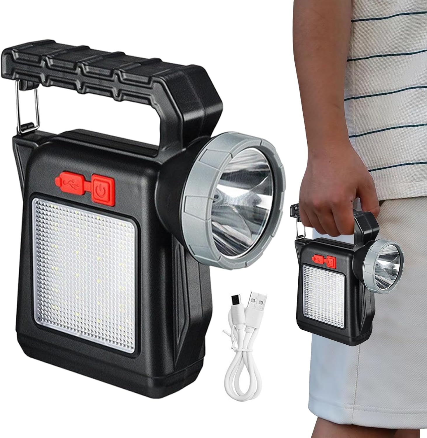 Latarka Solarna, Lampy Wędkarskie Zewnętrzne, Ręczna Latarka Akumulatorowa do Wędrówek, Wędkarstwa i Namiotu