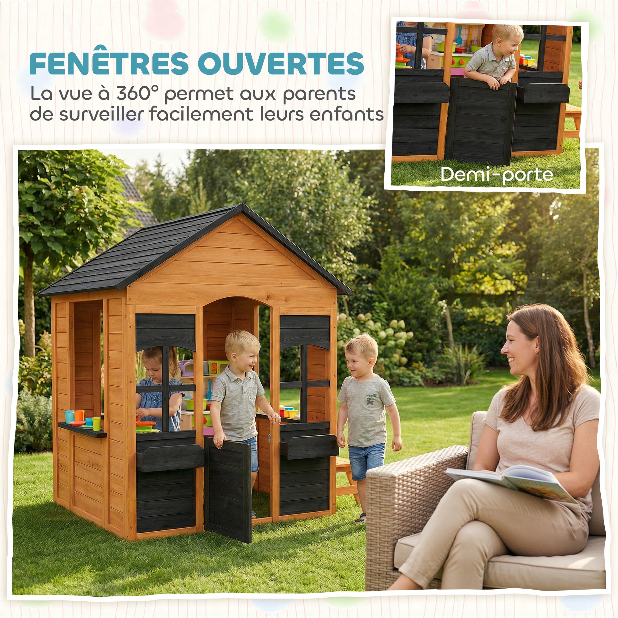 Maison de jeu pour enfants bois de sapin AIYAPLAY - 6