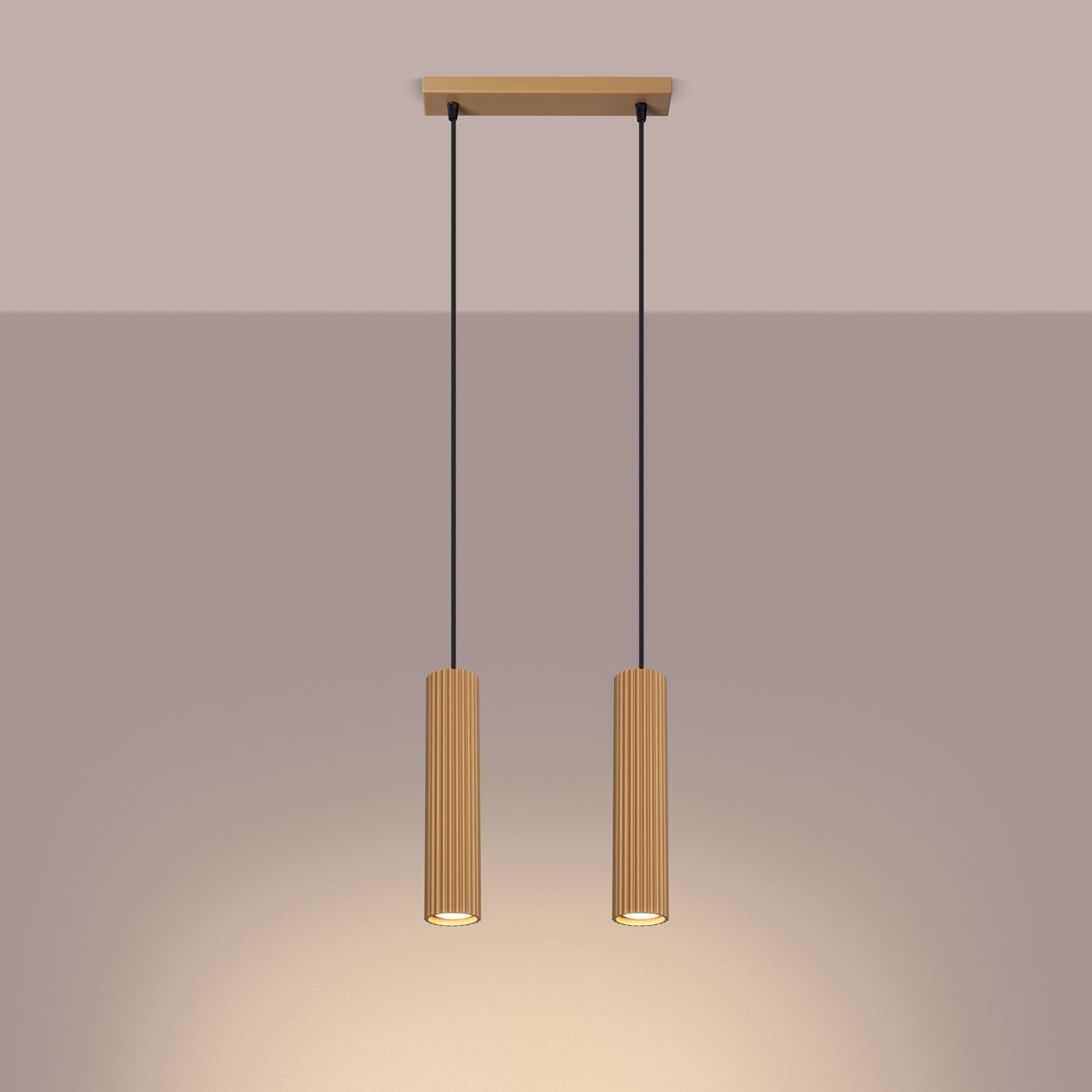 Lampa wisząca GLOOW 2 złoty LED 3000K - 30x6.5x90cm Sollux