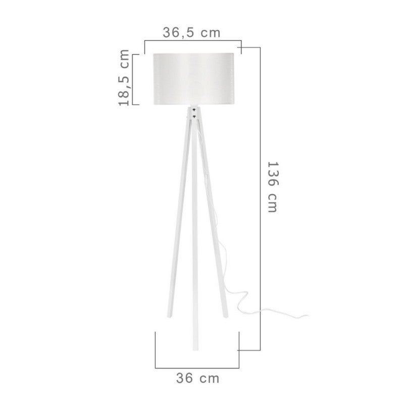 Lampadaire tripode en bois et tissu blanc RODI 36x h136 cm - 5