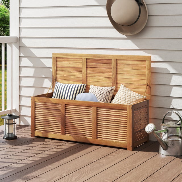 Banc de rangement 170 cm Bois d'acacia solide | Leroy Merlin