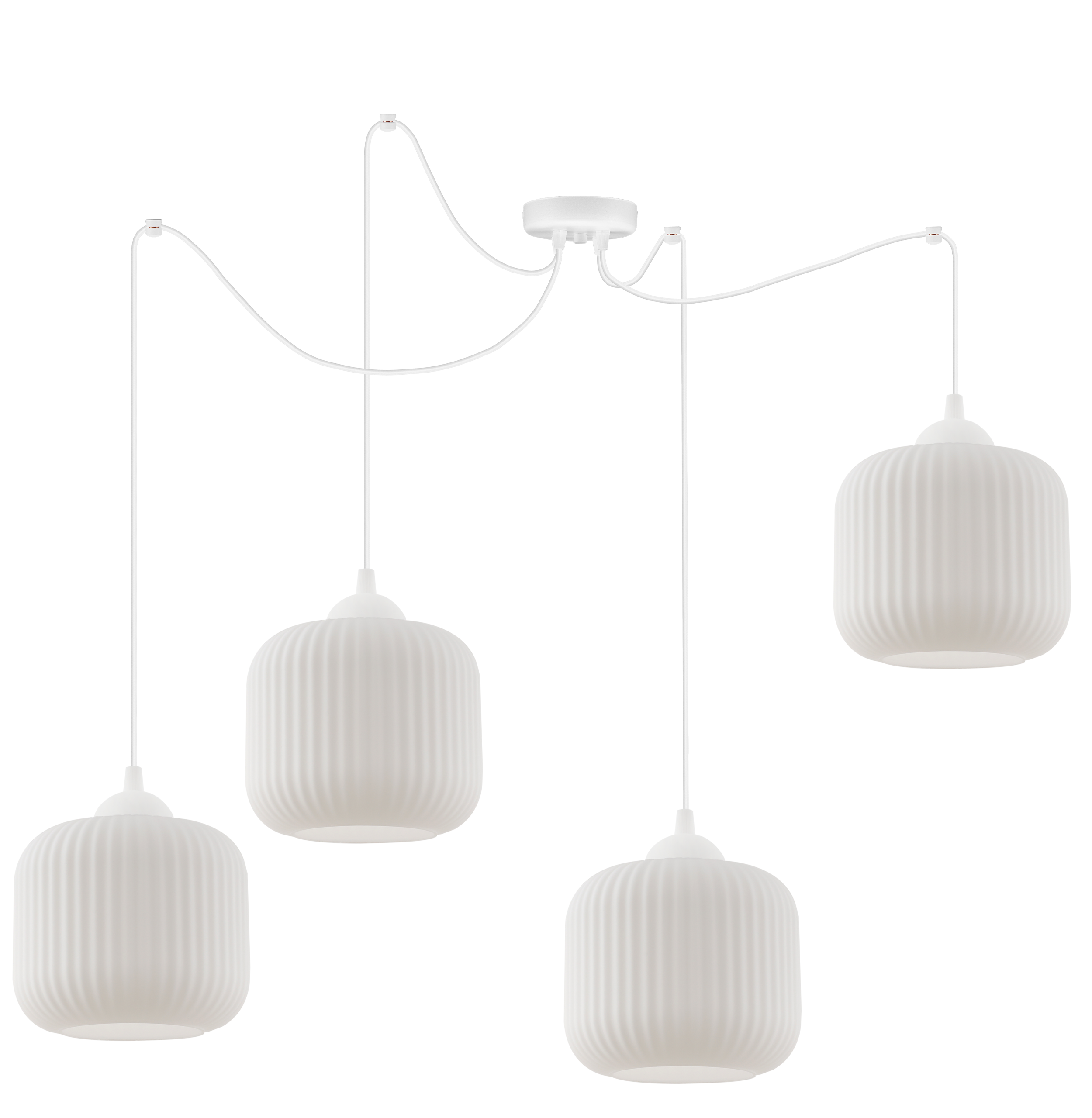 Lampa sufitowa wisząca Riffle Pająk loft 4xE27 klosz walec biały Light Home LH