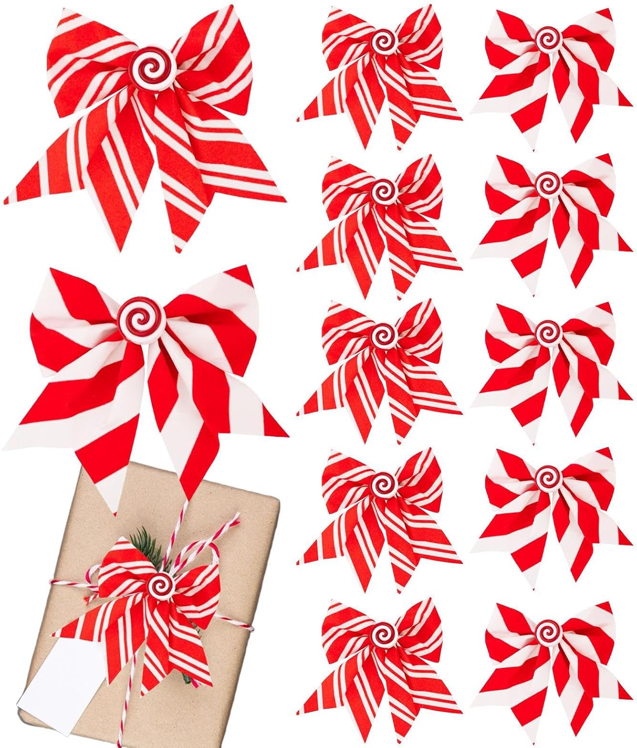 12 Fiocchi Di Natale, Fiocchi Rossi Per Alberi Di Natale, Fiocchi Per