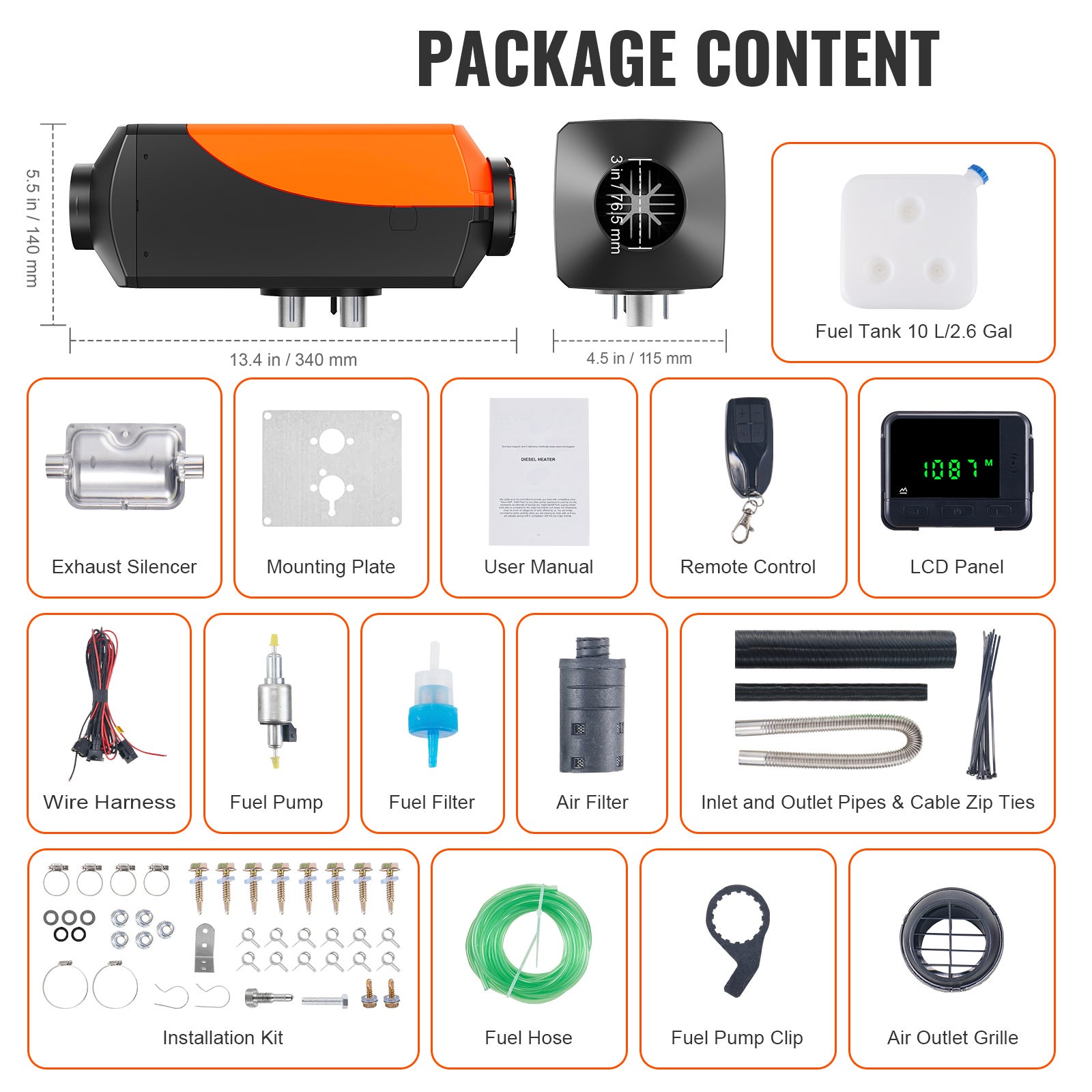 Chauffage à air diesel, 12 V 2 kW avec écran LCD et télécommande pour voiture, bus, camping-car SucceBuy - 9