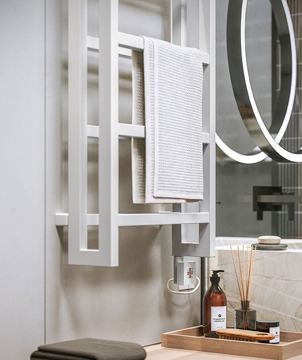 Sèche-serviette électrique blanc - (HxL) 1150x400mm - 500 Watt - 500 Watt - STA1150-400E8B - 5