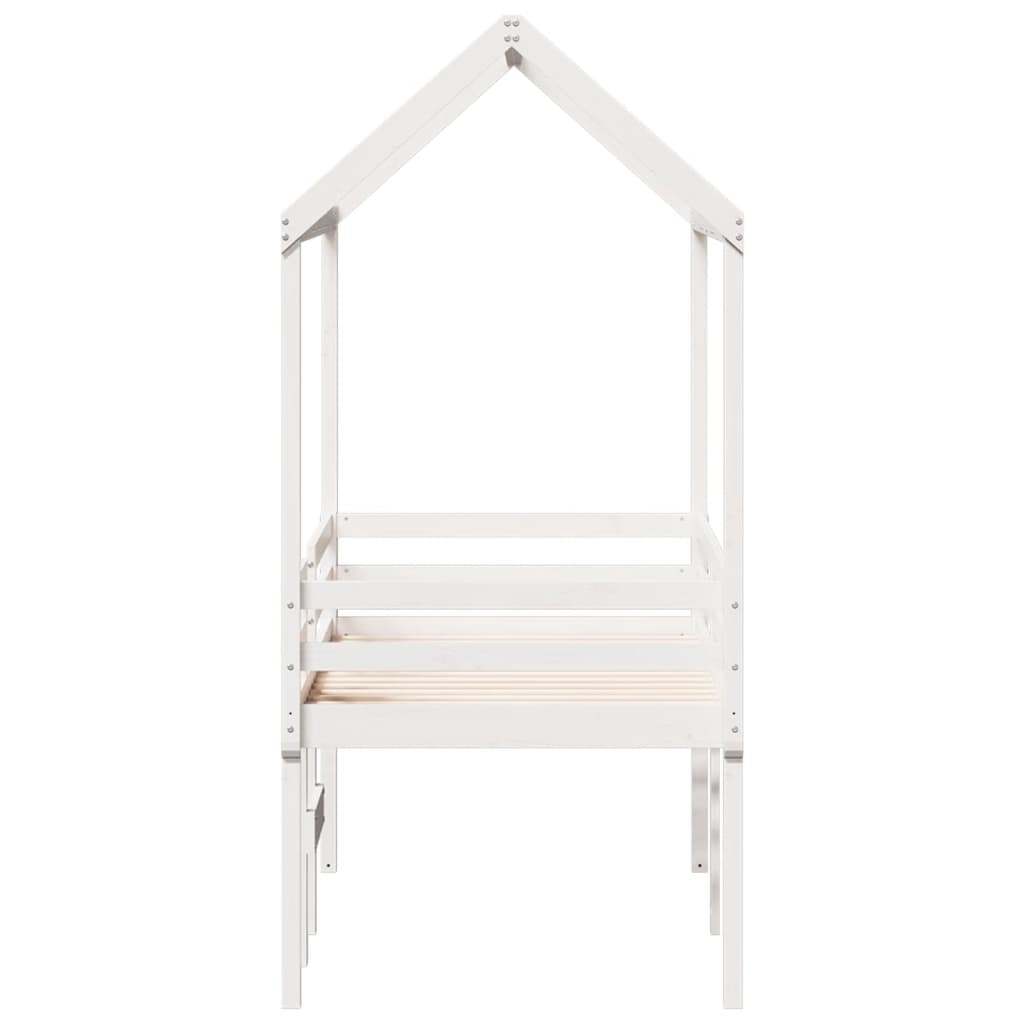 Lit haut avec toit blanc 75x190 cm bois de pin massif - 7