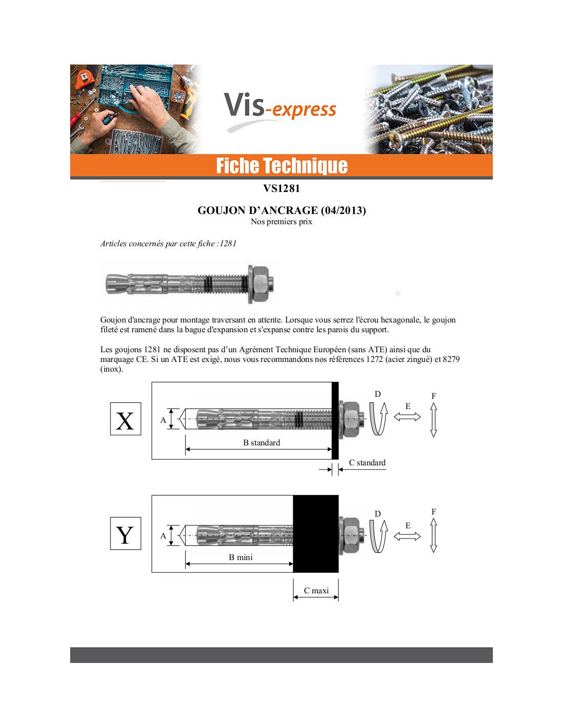 Goujon Ancrage M8X120 Acier zingué-30 pièces - 5