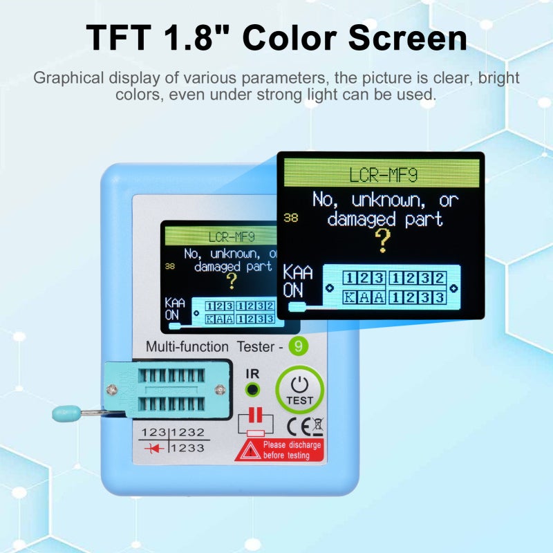 Multimètre, testeur de transistors avec écran LCD TFT LCR-MF9 - 3