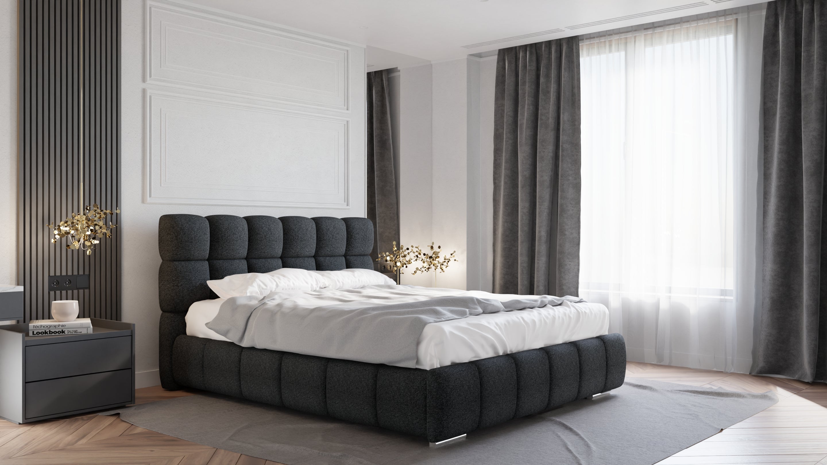 Lit coffre 160x200 cm bliss – lit avec sommier et matelas à ressorts ...
