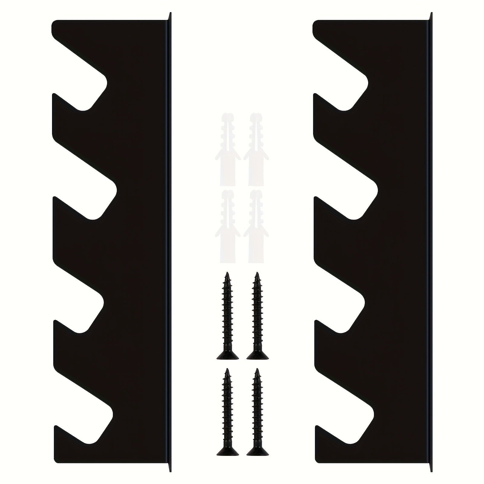 Support de Rangement mural pour Outils - 2 Pièces, Noir, Adapté à Jardin, Garage & Atelier - Rangement Compact & Stable - 4