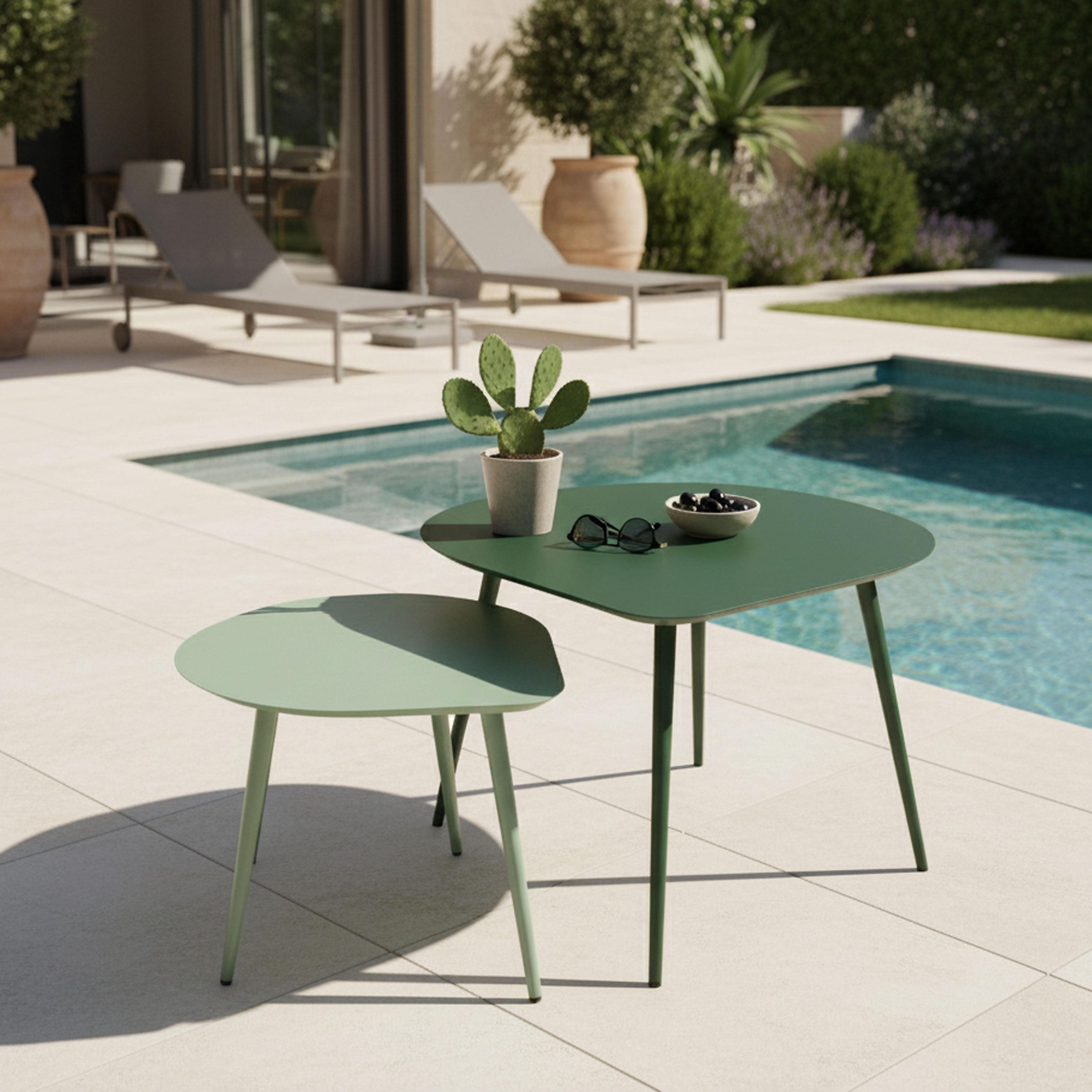 Table basse de jardin carré en Acier Vert 6 places | Leroy Merlin