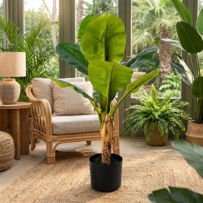 Bananier artificiel de 86 cm avec pot | Plantes en plastique pour la décoration intérieure et extérieure - 5