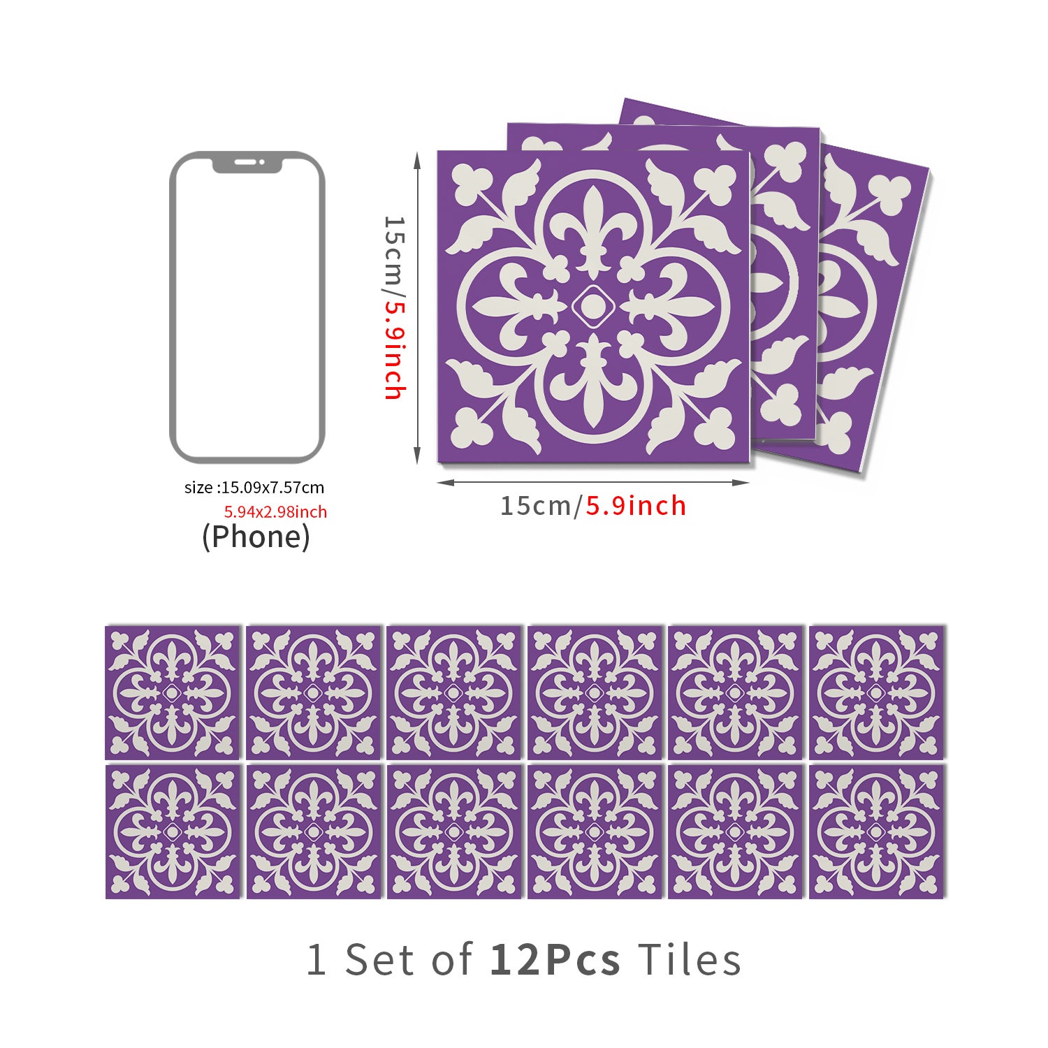 Lot de 12 panneaux muraux 3D autocollants, Crédence adhésive, Autocollants décoratifs, Imperméables et résistants à la chaleur, 15 cm x 15 cm - 4