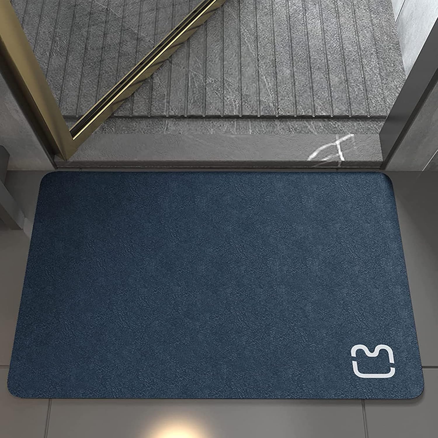 Tapis de Bain Antidérapant Super Absorbant Diatomite Tapis Salle de Bain Microfibre Tapis de Baignoire Tapis de Douche Doux Séchage Rapide (Bleu - 3
