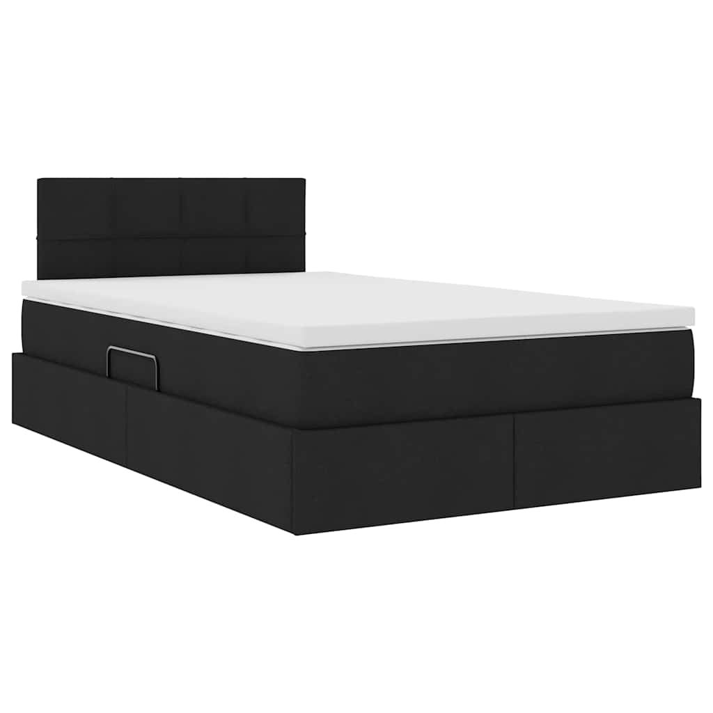 Lit avec rangement et matelas en velours noir, pour la chambre, 120 × 200 cm - 5
