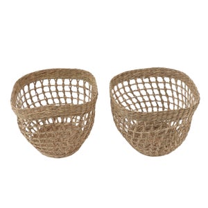 Cesto Portaoggetti Intrecciato A Mano In Erba Naturale, Diametro 20 Cm, Per Soggiorno, Bagno E Cucina, Decorativo E Versatile