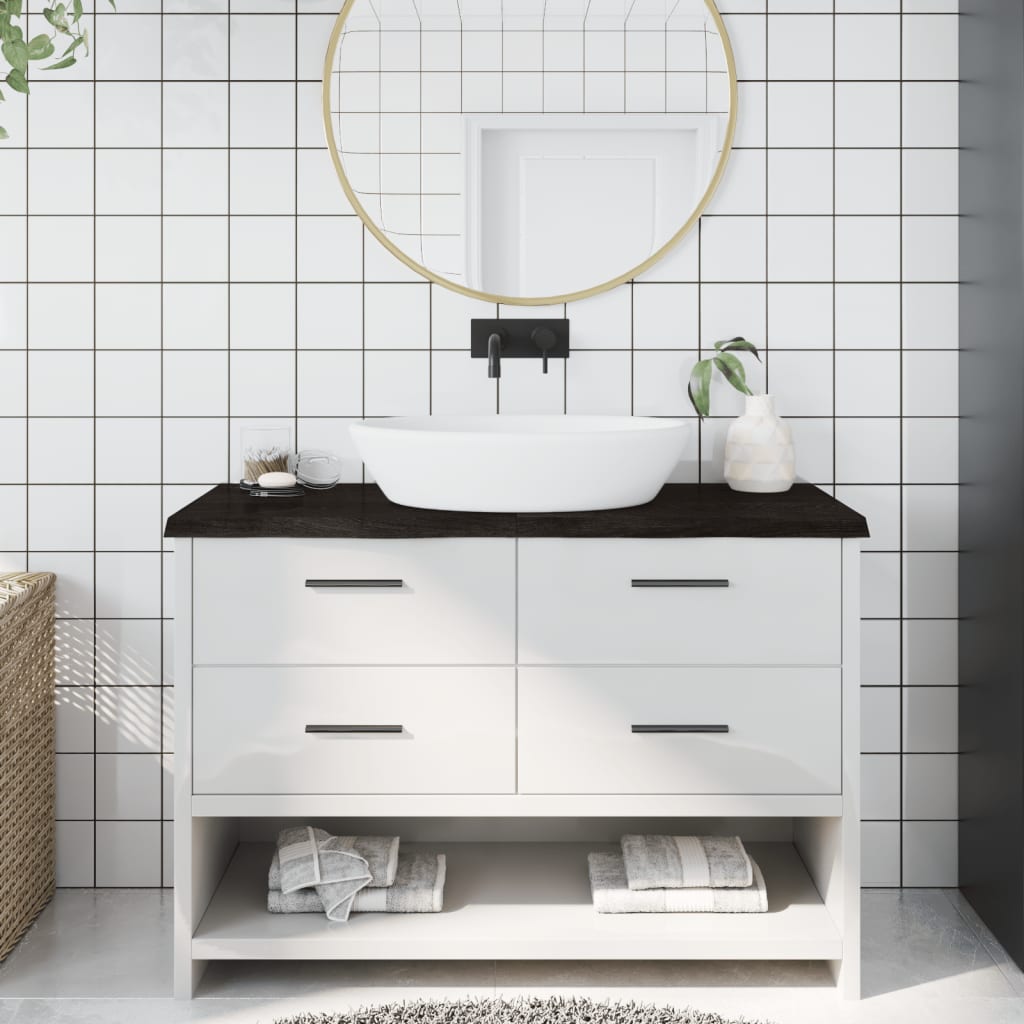 Piano Per Bagno VidaXL In Legno Massello Di Rovere - Marrone Chiaro 80x40x1,5 Cm