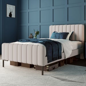 Lit 90x200cm Avec Sommier Bois - Tête De Lit Avec Chargeur Sans Fil Usb C Et 2 Usb Grand Rangement A Gaz Tissu Coton Gris 97533275