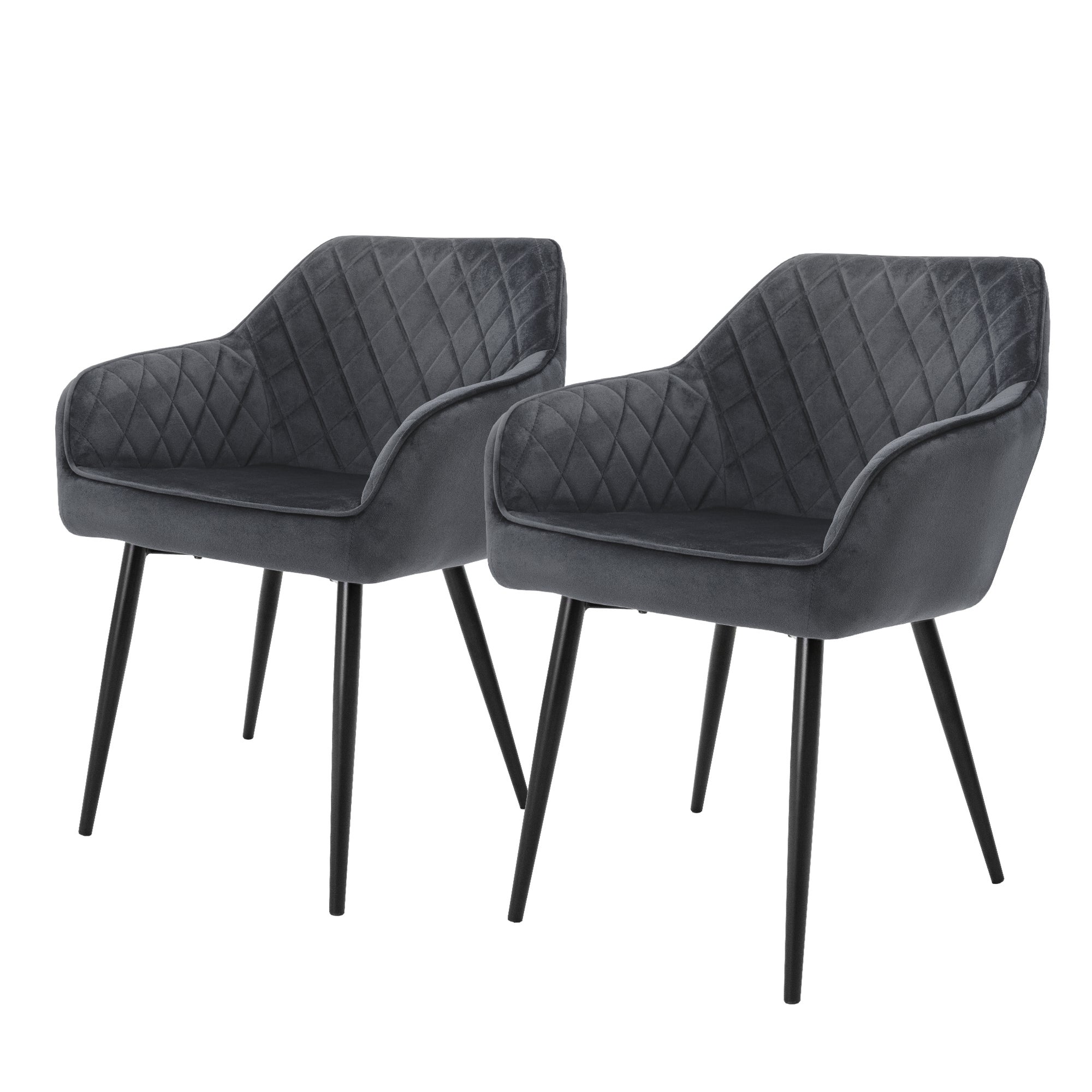 Zestaw 2 krzeseł do jadalni krzesła aksamitne do salonu krzesła tapicerowane antracyt