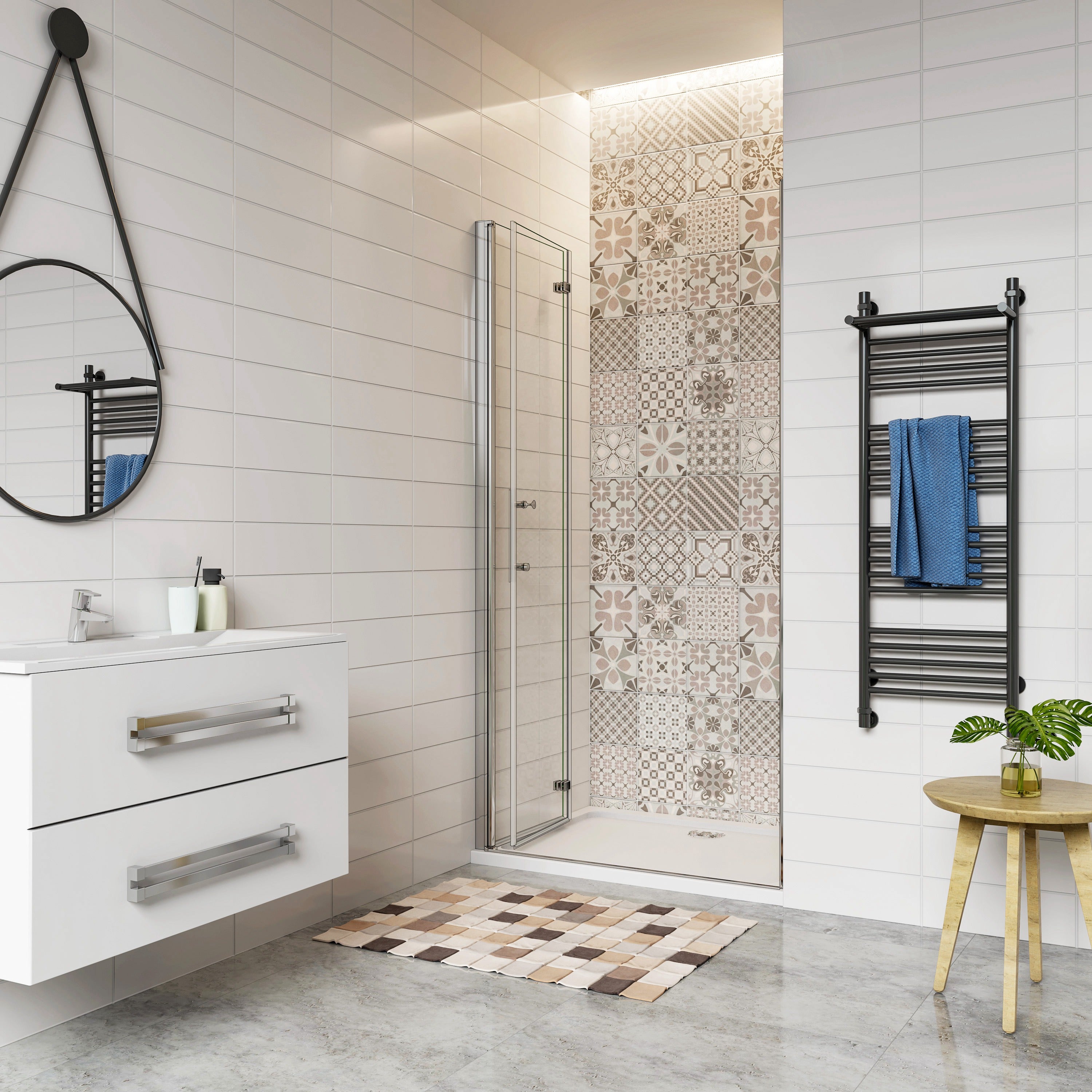 Aica Italy 95x195 Cm Porta Doccia Per Nicchia Battente E Pieghevole A Libro In Vetro Temperato Trasparente Anticalcare Da 6 Mm - 2