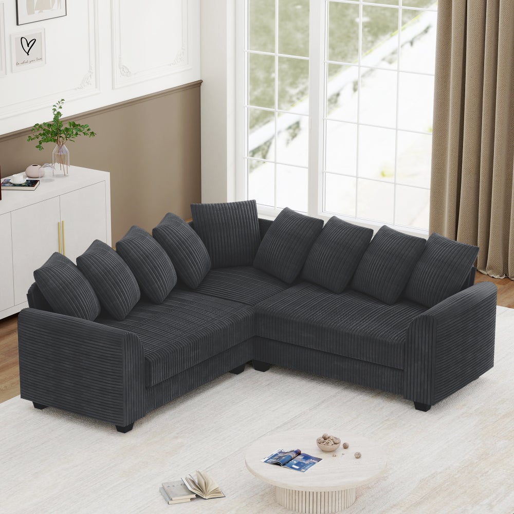 Ecksofa, L-Form, modular, mit Lendenkissen
