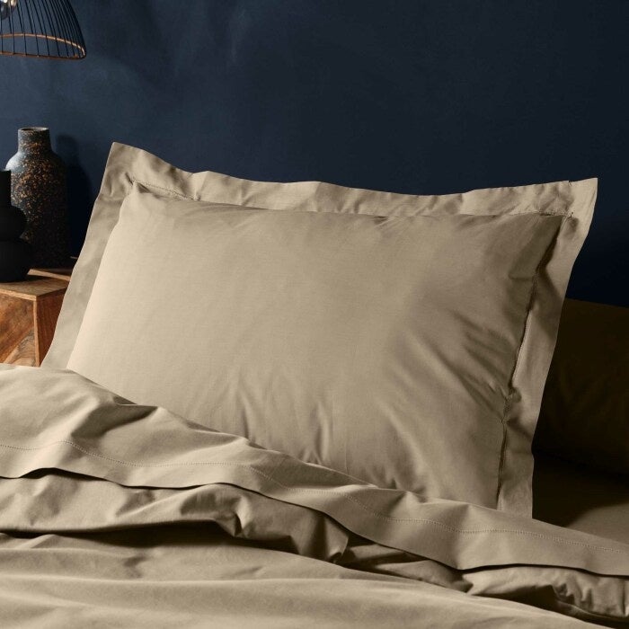 Taie d'oreiller 50 x 70 cm uni 57 fils lina +point bourdon Sable - 4