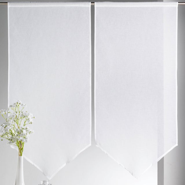 Store Voilage Gris à Remonter – Paire De 45 X 160 Cm – En Polyester Infroissable – Pour Fenêtre Salle De Bain Ou Cuisine