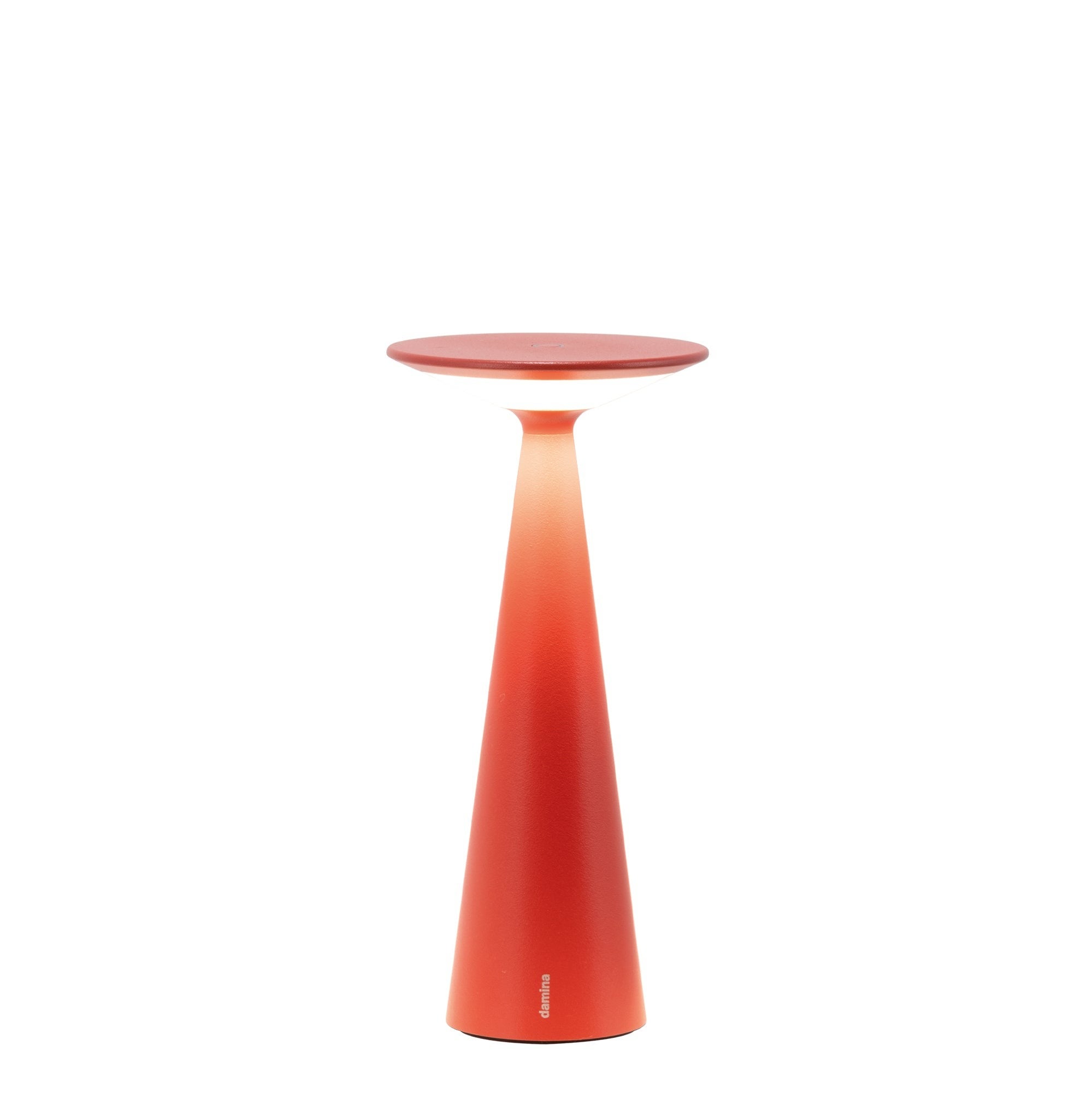 Zafferano Damina lampa stołowa LED, akumulatorowa, dotykowy ściemniacz, 8h pracy, IP65, czerwone aluminium, bezprzewodowa