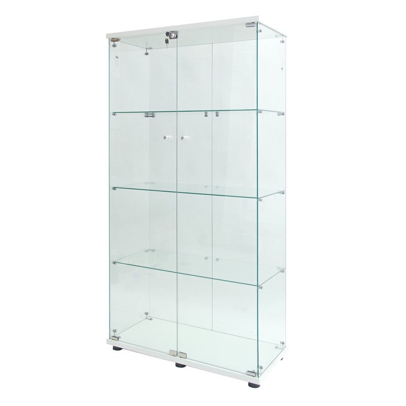 Vitrine en Verre, vitrine pour collection, Transparent LED Vitrine sur pied vitrines trempé moderne en verre 4 Couches avec 2 Porte, 80.5x36.5x164 - 6
