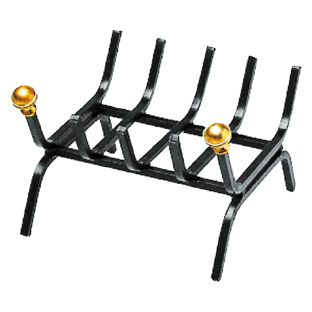Brucialegna Rettangolare Ferro Battuto Nero - 7 Barre, Pomoli Ottone, 55x35x16 Cm, Per Camino, Elegante E Robusto