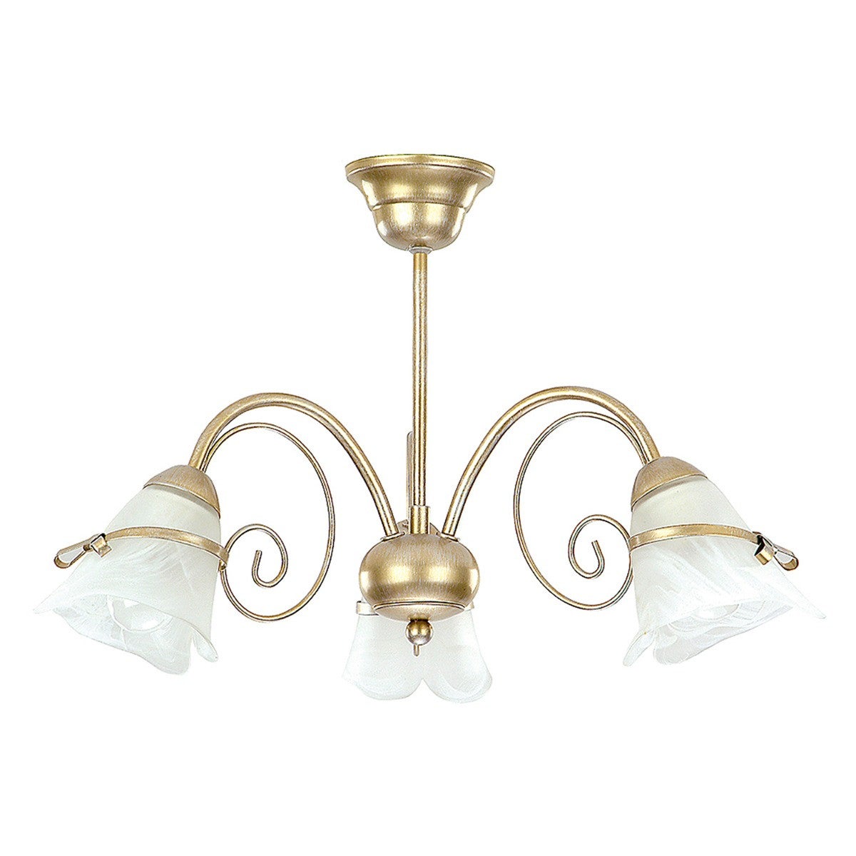 Lampa wisząca Kokarda złota patyna 3xE14x15W dekoracyjna wym: 34 x 58 x 58 cm szkło Luminex