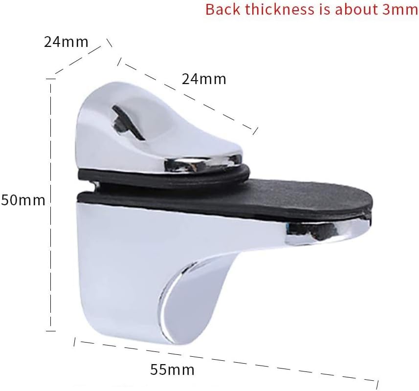 Set di 4 supporti per mensole in vetro, clip per vetro regolabili in lega di zinco massiccio, clip da parete in acciaio cromato, adatte per mensole c - 2