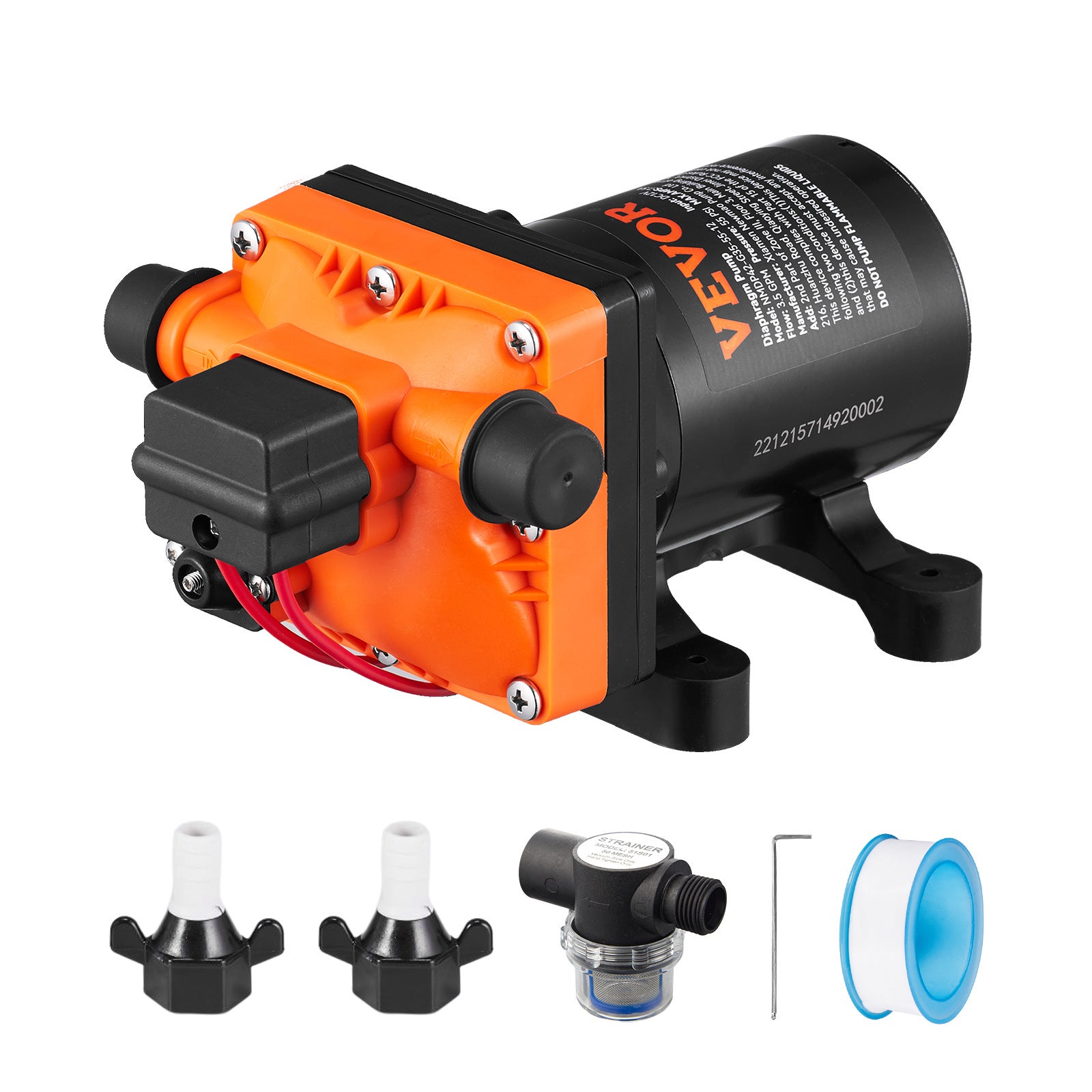 Pompa membranowa 12V do wody, samozasysająca, 3,8 bara, 13 l/min, łódź, kamper VEVOR