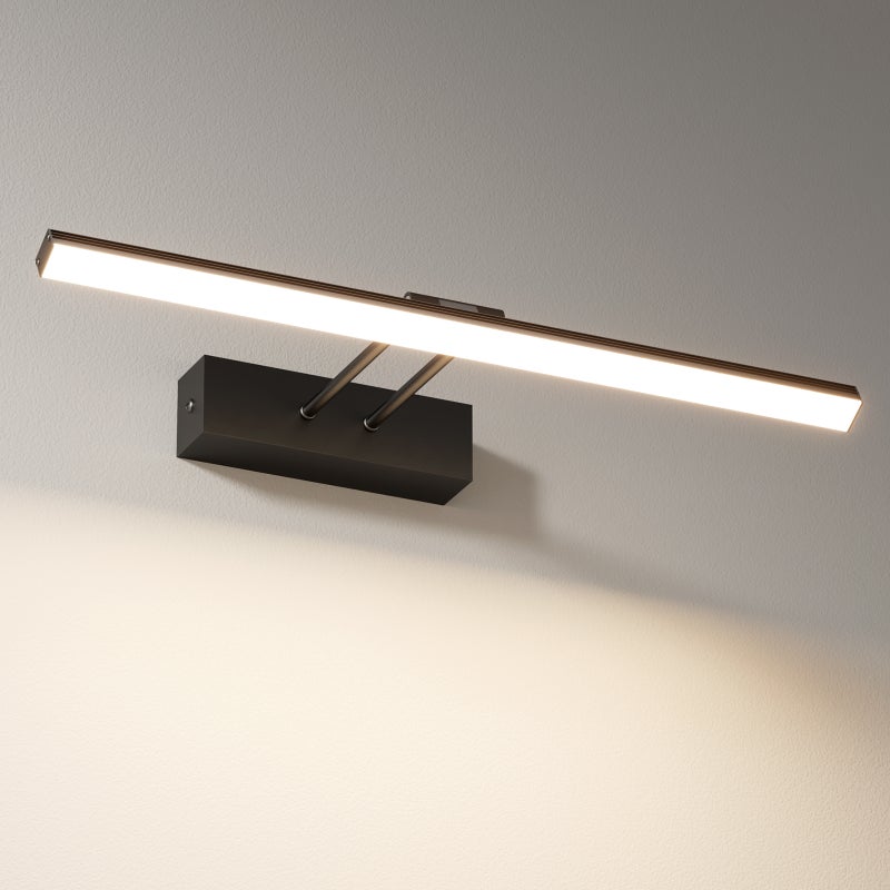 EMKE Kinkiet łazienkowy LED L.40 cm – lampa lustrzana LED do łazienki regulowana 200°, 8W, neutralna biel 4200K, IP44, czarny