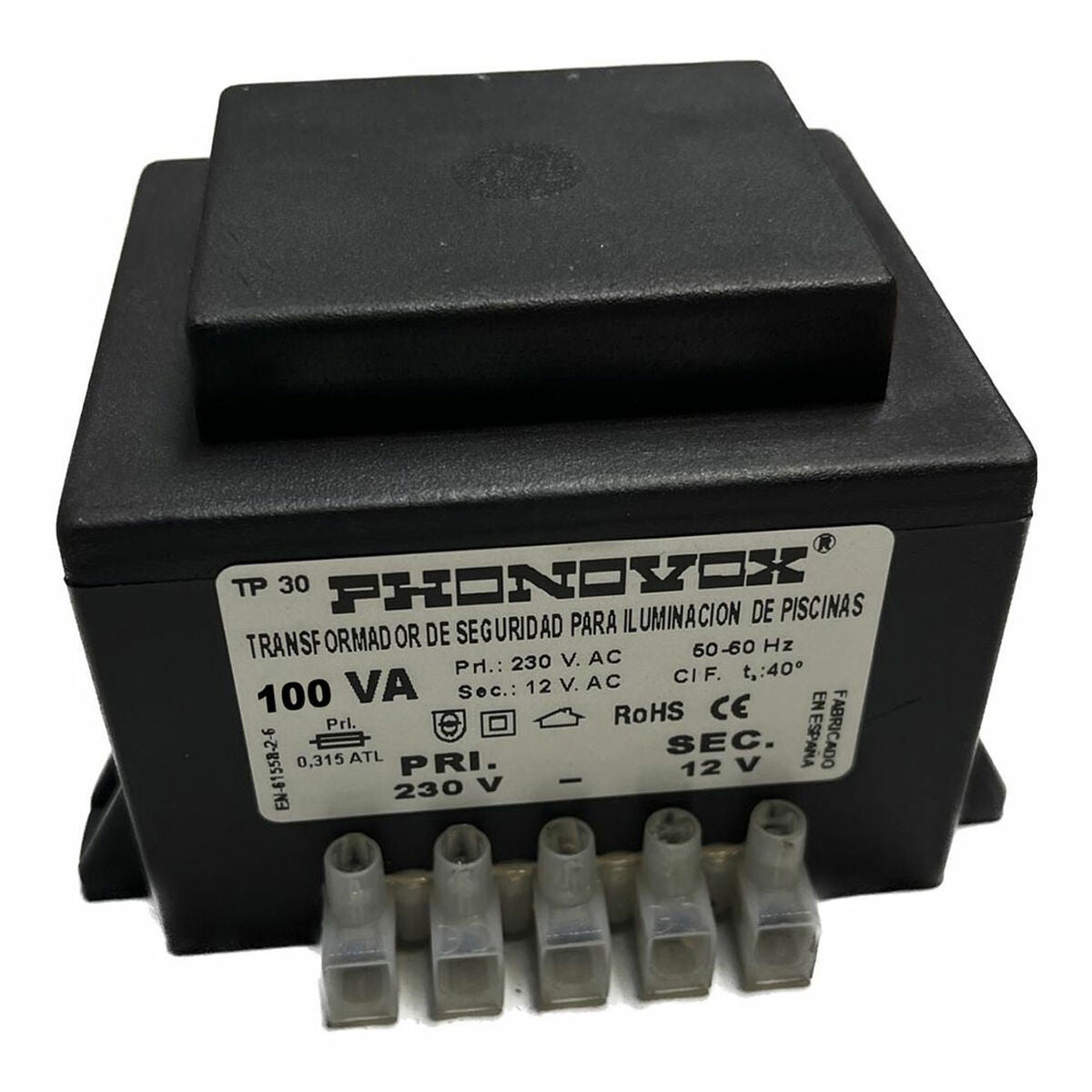Transformateur de sécurité pour l'éclairage des piscines PHONOVOX — free download