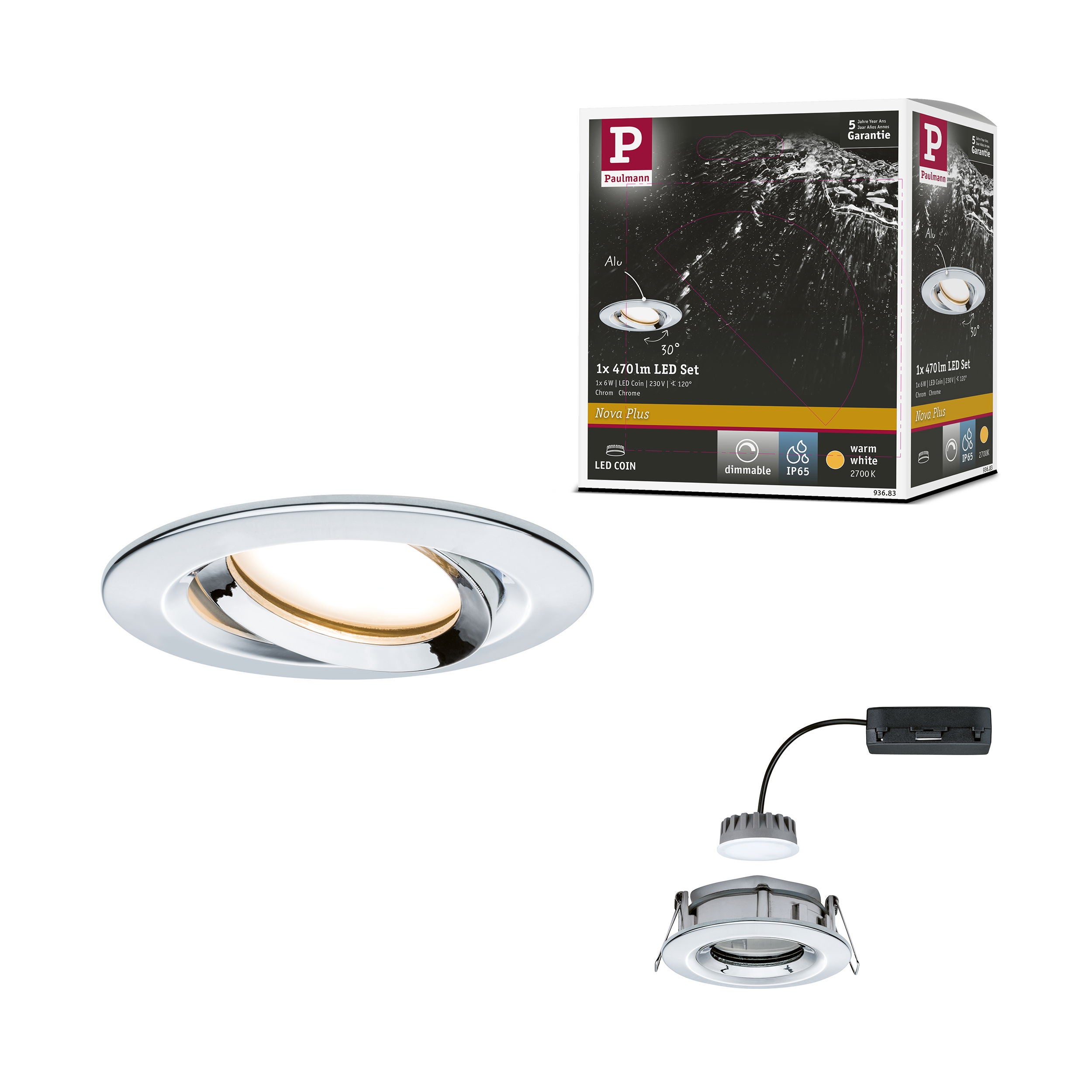 Spot encastré LED Nova Plus Coin Luminaire individuel orientable IP65 ...