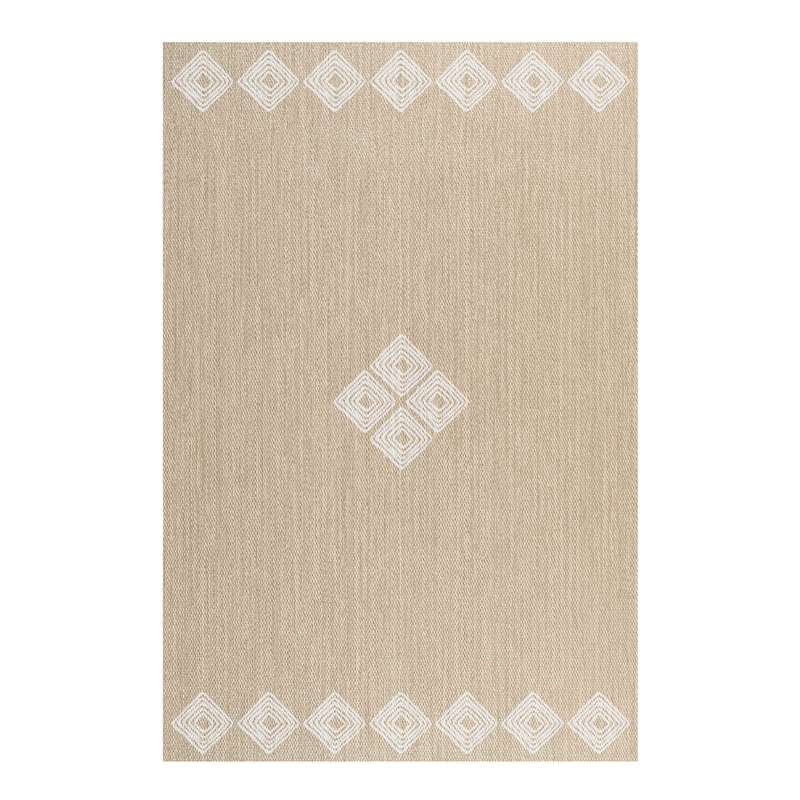 Dywan winylowy Premium najwyższej jakości, dywan do pokoju, zmywalny, antypoślizgowy i wytrzymały, Etniczny Biały 160x230 cm