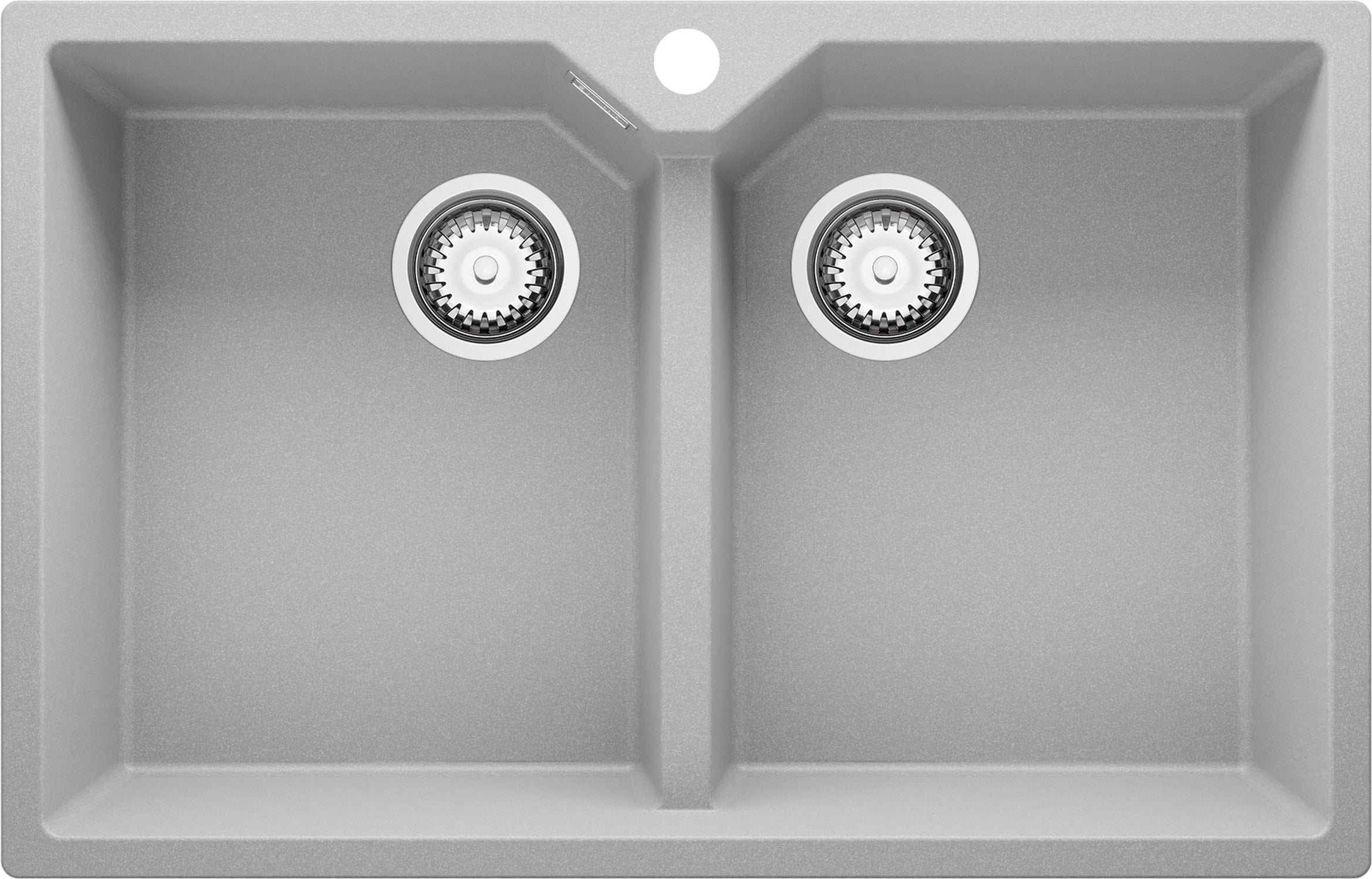 Zlewozmywak Szary 78x50cm, Zlew Kuchenny 2 Komorowy + Syfon, Nablatowy do szafki od 80cm - Madryt Twin PRIMAGRAN