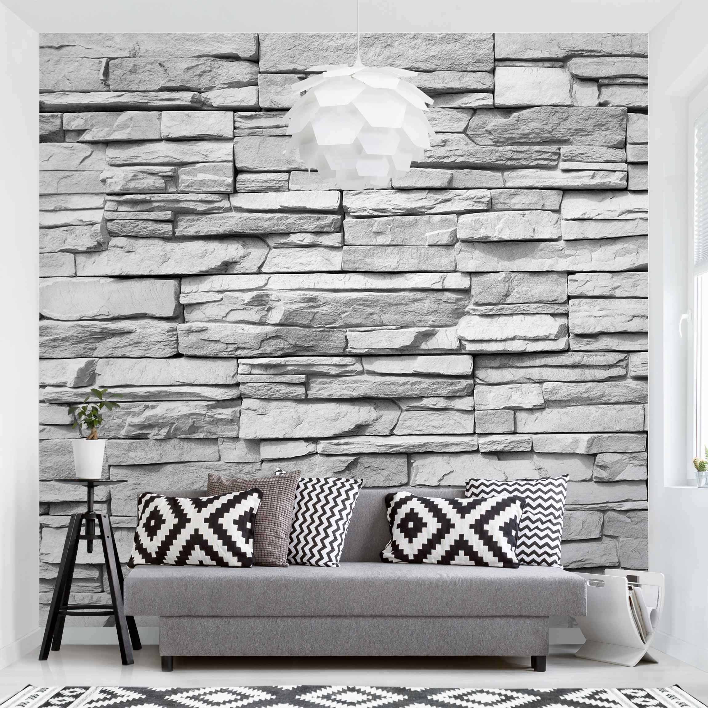 Papel pintado fotomural estampado imitación piedra 3d rústico 10 - salón dormitorio cocina pasillo - tnt 192 x 192 cm premium