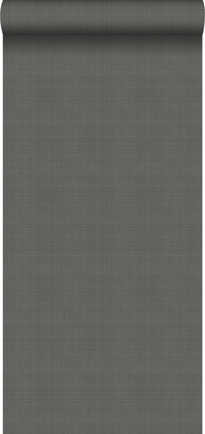 Tapeta lniana tekstura ciemnoszarym - 53 cm x 10.05 m - ESTAHOME